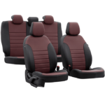 Araca Özel Üretim Oto Kılıfı | Deri | Bordo Renk  - Resim 2