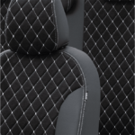 Araca Özel Üretim Oto Kılıfı-Siyah-Beyaz Dikişli-Kapitone-Tay tüyü - Resim 4