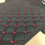 3D Logolu Deri Paspas -Siyah Kırmızı Dikişli